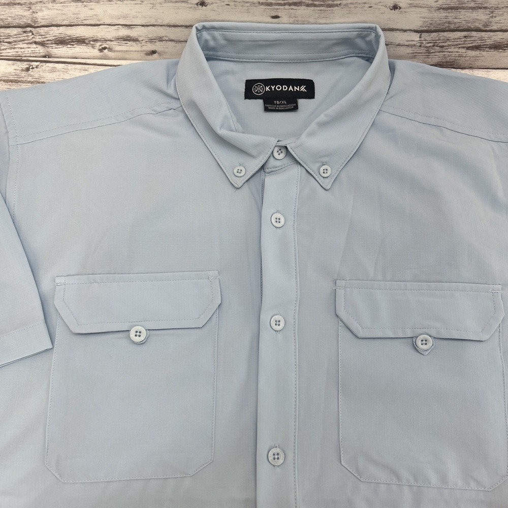 Kyodan Outdoor Hiking Shirt Mens XL Blue UPF 30+ Fishing Stretch Ripstop